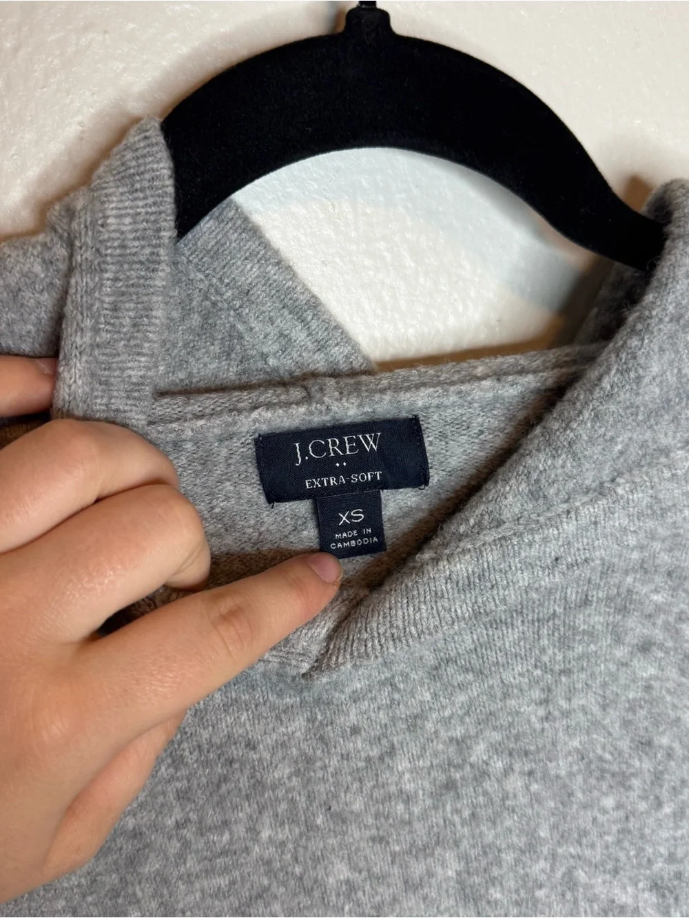 J Crew Extra-soft sweater-hoodie Graphite Gray Heather Wool Blend